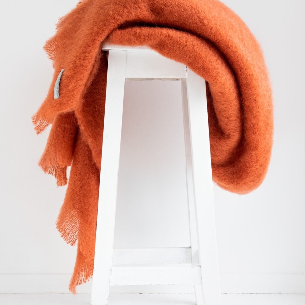Windermere Mohair throw -Terracotta new with tag  made from the fleece of New